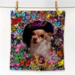 Chi Chi In Butterflies, Chihuahua Dog In Cute Hat Face Towel Front