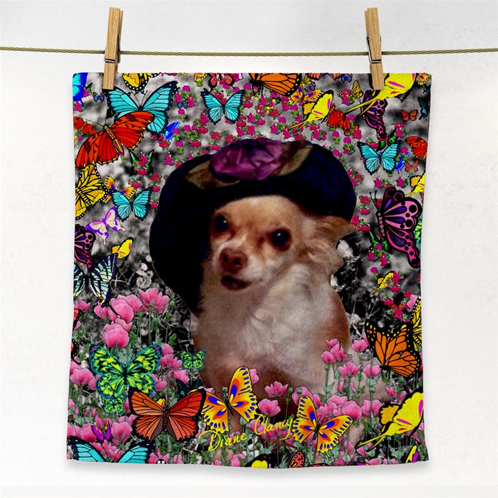 Chi Chi In Butterflies, Chihuahua Dog In Cute Hat Face Towel