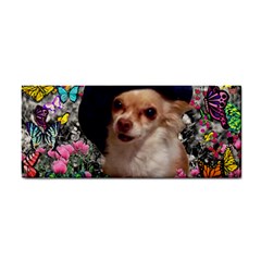 Chi Chi In Butterflies, Chihuahua Dog In Cute Hat Hand Towel by DianeClancy