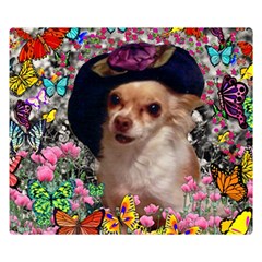 Chi Chi In Butterflies, Chihuahua Dog In Cute Hat Double Sided Flano Blanket (small)  by DianeClancy