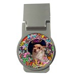 Chi Chi In Butterflies, Chihuahua Dog In Cute Hat Money Clips (Round)  Front