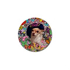 Chi Chi In Butterflies, Chihuahua Dog In Cute Hat Golf Ball Marker (10 Pack) by DianeClancy