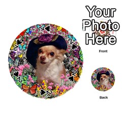 Chi Chi In Butterflies, Chihuahua Dog In Cute Hat Playing Cards 54 (round)  by DianeClancy