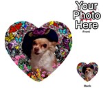 Chi Chi In Butterflies, Chihuahua Dog In Cute Hat Multi-purpose Cards (Heart)  Front 1