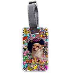 Chi Chi In Butterflies, Chihuahua Dog In Cute Hat Luggage Tags (two Sides) by DianeClancy