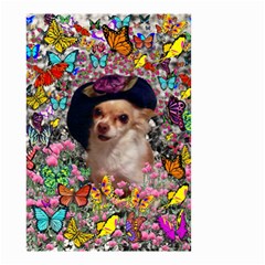 Chi Chi In Butterflies, Chihuahua Dog In Cute Hat Small Garden Flag (two Sides) by DianeClancy