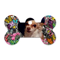 Chi Chi In Butterflies, Chihuahua Dog In Cute Hat Dog Tag Bone (one Side) by DianeClancy