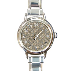 Cobblestone Geometric Texture Round Italian Charm Watch by dflcprints