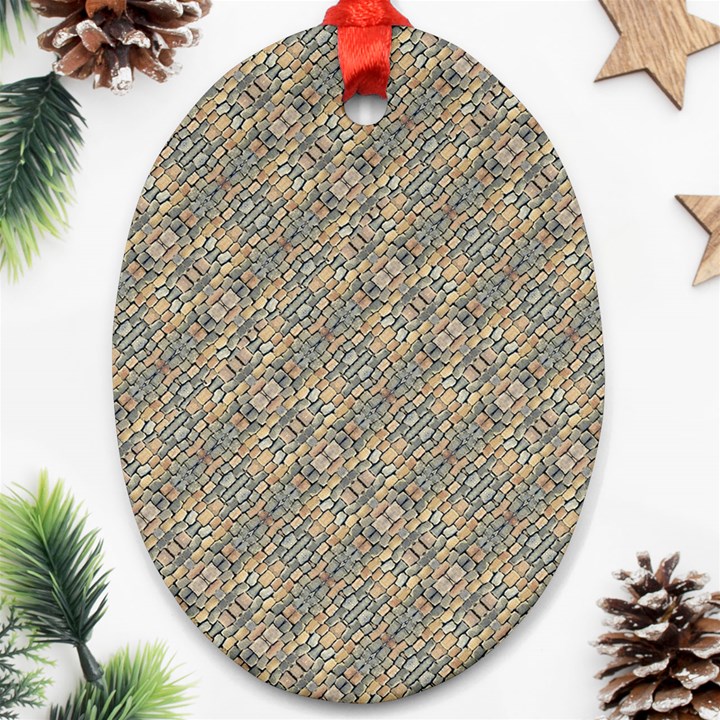 Cobblestone Geometric Texture Oval Ornament (Two Sides)