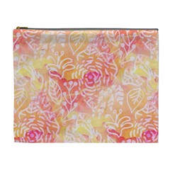 Sunny Floral Watercolor Cosmetic Bag (xl) by KirstenStar