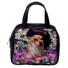 Chi Chi In Flowers, Chihuahua Puppy In Cute Hat Classic Handbags (one Side) by DianeClancy