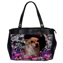 Chi Chi In Flowers, Chihuahua Puppy In Cute Hat Office Handbags by DianeClancy