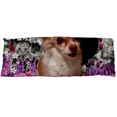 Chi Chi In Flowers, Chihuahua Puppy In Cute Hat Body Pillow Case Dakimakura (two Sides) by DianeClancy