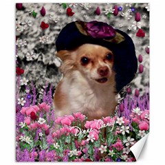 Chi Chi In Flowers, Chihuahua Puppy In Cute Hat Canvas 8  X 10  by DianeClancy