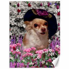 Chi Chi In Flowers, Chihuahua Puppy In Cute Hat Canvas 36  X 48   by DianeClancy