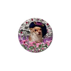 Chi Chi In Flowers, Chihuahua Puppy In Cute Hat Golf Ball Marker (4 Pack) by DianeClancy