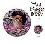 Chi Chi In Flowers, Chihuahua Puppy In Cute Hat Multi-purpose Cards (Round)  Front 1