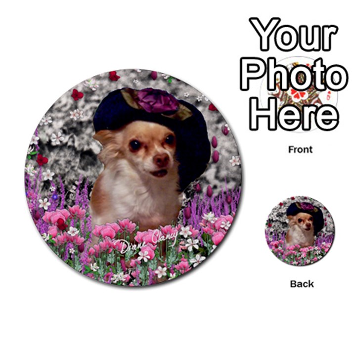 Chi Chi In Flowers, Chihuahua Puppy In Cute Hat Multi-purpose Cards (Round) 