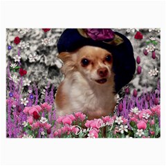 Chi Chi In Flowers, Chihuahua Puppy In Cute Hat Large Glasses Cloth by DianeClancy