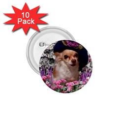 Chi Chi In Flowers, Chihuahua Puppy In Cute Hat 1 75  Buttons (10 Pack) by DianeClancy