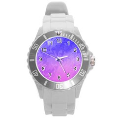 Ombre Purple Pink Round Plastic Sport Watch (l) by BrightVibesDesign