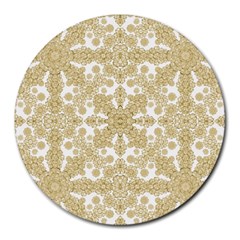 Golden Floral Boho Chic Round Mousepads by dflcprints