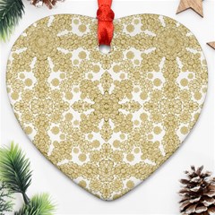 Golden Floral Boho Chic Ornament (Heart) 