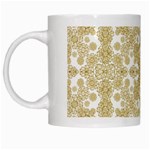 Golden Floral Boho Chic White Mugs Left