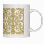 Golden Floral Boho Chic White Mugs Right