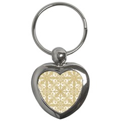 Golden Floral Boho Chic Key Chains (heart)  by dflcprints