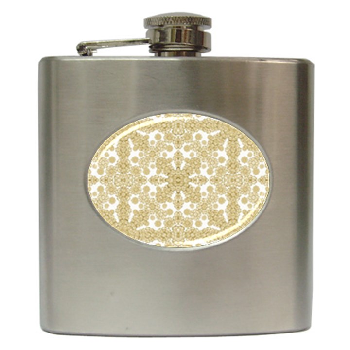 Golden Floral Boho Chic Hip Flask (6 oz)