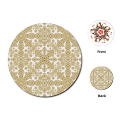 Golden Floral Boho Chic Playing Cards (round)  by dflcprints