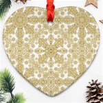 Golden Floral Boho Chic Heart Ornament (2 Sides) Front