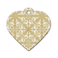 Golden Floral Boho Chic Dog Tag Heart (One Side)