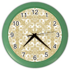 Golden Floral Boho Chic Color Wall Clocks