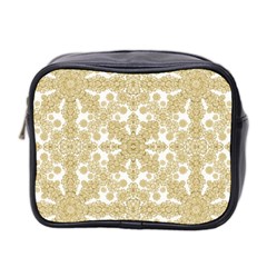 Golden Floral Boho Chic Mini Toiletries Bag 2-side by dflcprints