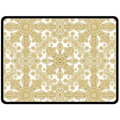 Golden Floral Boho Chic Fleece Blanket (large) 