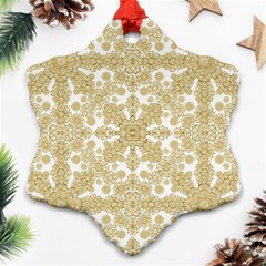 Golden Floral Boho Chic Ornament (snowflake)  by dflcprints