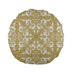 Golden Floral Boho Chic Standard 15  Premium Round Cushions by dflcprints