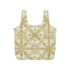 Golden Floral Boho Chic Full Print Recycle Bags (S) 