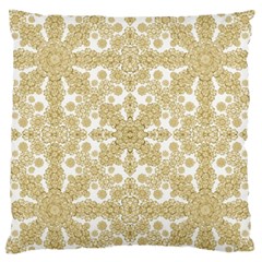 Golden Floral Boho Chic Large Flano Cushion Case (one Side) by dflcprints