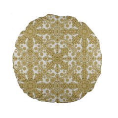 Golden Floral Boho Chic Standard 15  Premium Flano Round Cushions by dflcprints