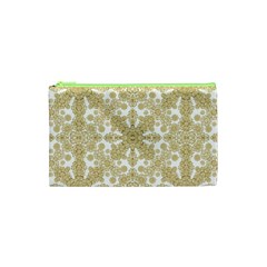 Golden Floral Boho Chic Cosmetic Bag (xs) by dflcprints