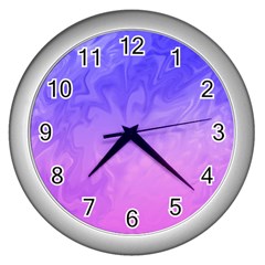 Ombre Purple Pink Wall Clocks (silver)  by BrightVibesDesign