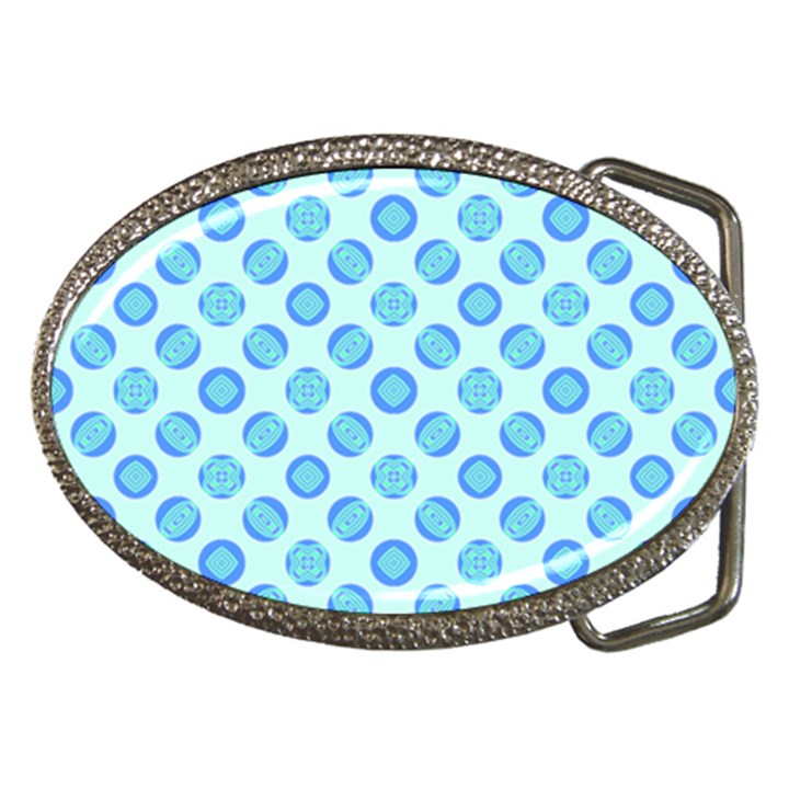 Pastel Turquoise Blue Retro Circles Belt Buckles