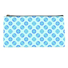 Pastel Turquoise Blue Retro Circles Pencil Cases by BrightVibesDesign