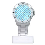 Pastel Turquoise Blue Retro Circles Plastic Nurses Watch Front