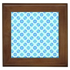 Pastel Turquoise Blue Retro Circles Framed Tiles by BrightVibesDesign