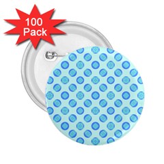 Pastel Turquoise Blue Retro Circles 2 25  Buttons (100 Pack)  by BrightVibesDesign