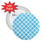 Pastel Turquoise Blue Retro Circles 2.25  Buttons (100 pack)  Front